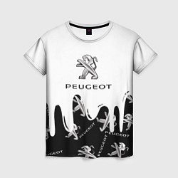 Футболка женская Peugeot подтёки паттерн, цвет: 3D-принт