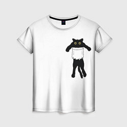 Футболка женская Кот висит в кармане 3D, цвет: 3D-принт