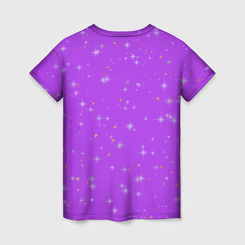 Женская футболка Дева, воплощение Луны, звёздное лиловое небо / 3D-принт – фото 2