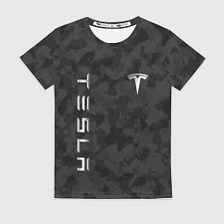 Женская футболка ТЕСЛА - ЧЕРНЫЙ КАМУФЛЯЖ