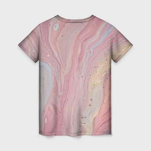 Женская футболка Мраморный дизайн с розовыми, синими и желтыми цвет / 3D-принт – фото 2