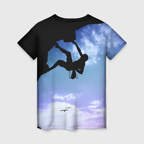 Женская футболка Скалолаз на фоне синего неба / 3D-принт – фото 2