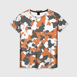 Футболка женская Orange Camo, цвет: 3D-принт