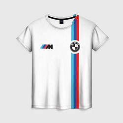 Футболка женская БМВ 3 STRIPE BMW WHITE, цвет: 3D-принт