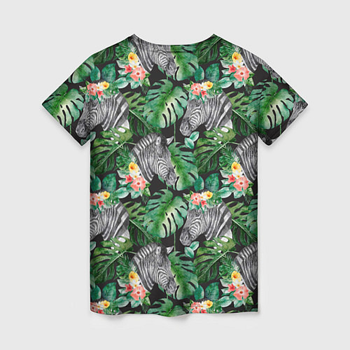 Женская футболка Зебра и листья / 3D-принт – фото 2