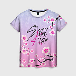 Футболка женская Stray Kids цветы сакуры, цвет: 3D-принт