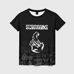Женская футболка Scorpions логотипы рок групп