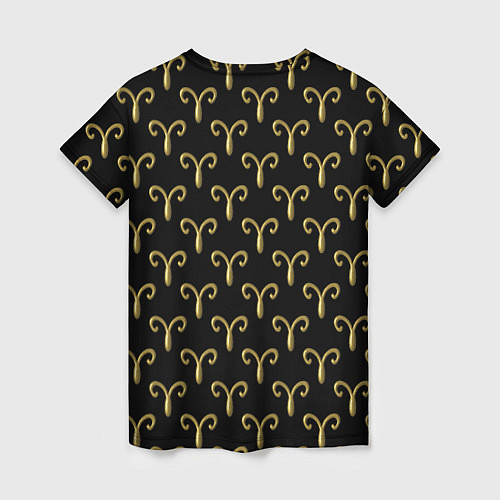 Женская футболка Золотой овен на черном фоне Паттерн / 3D-принт – фото 2