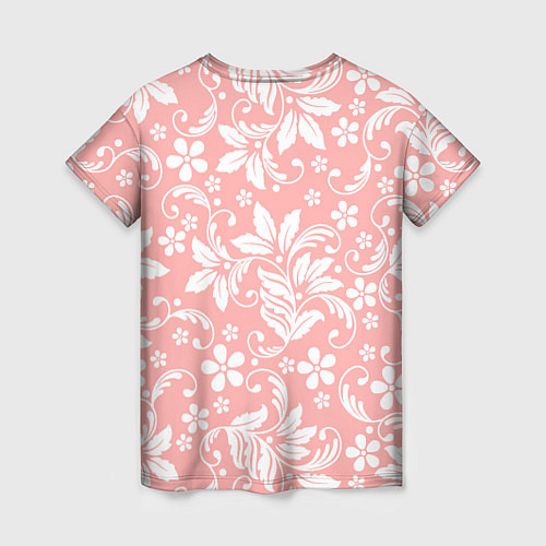 Женская футболка Белый цветочный узор / 3D-принт – фото 2