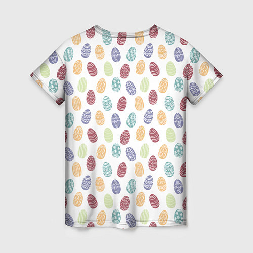 Женская футболка Пасхальные яйца Паттерн на белом фоне / 3D-принт – фото 2