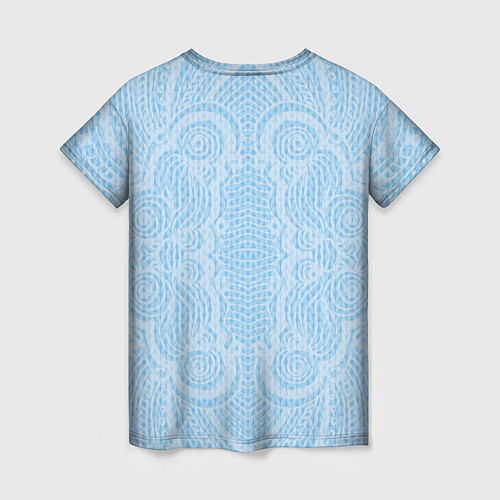 Женская футболка Вязаный светлый узор, абстракция Нежный голубой цв / 3D-принт – фото 2