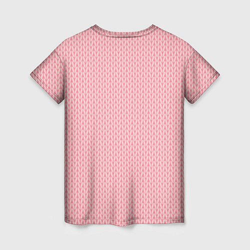 Женская футболка Вязаный простой узор косичка Три оттенка розового / 3D-принт – фото 2
