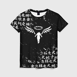 Женская футболка WALHALLA TEAM BLACK WHITE ЛОГО ТОКИЙСКИЕ МСТИТЕЛИ