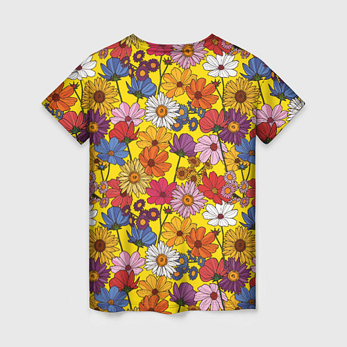 Женская футболка Цветочки-лютики на желтом фоне / 3D-принт – фото 2