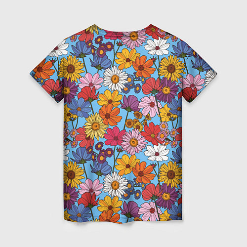 Женская футболка Лалафанфан на фоне полевых цветов / 3D-принт – фото 2