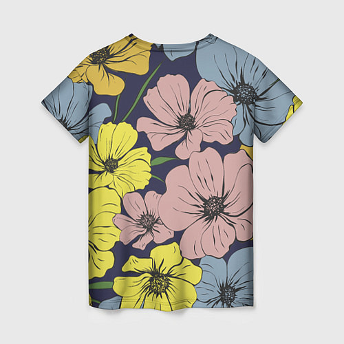 Женская футболка Цветы Винтажный Цветок / 3D-принт – фото 2