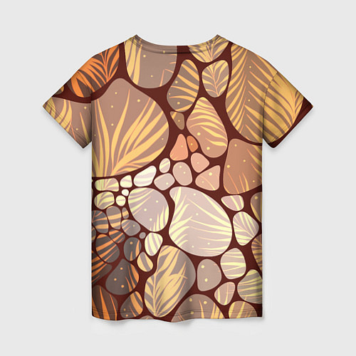 Женская футболка Коричнево-бежевые пастельные камушки с яркими паль / 3D-принт – фото 2