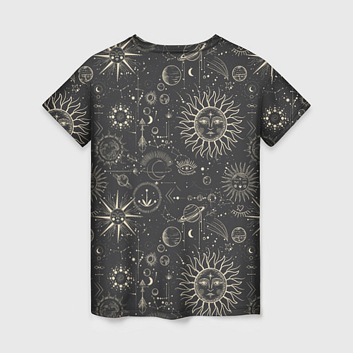 Женская футболка Небесные тела, созвездия, солнце, космос, мистика / 3D-принт – фото 2
