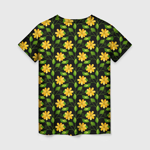 Женская футболка Желтые цветочки паттерн / 3D-принт – фото 2