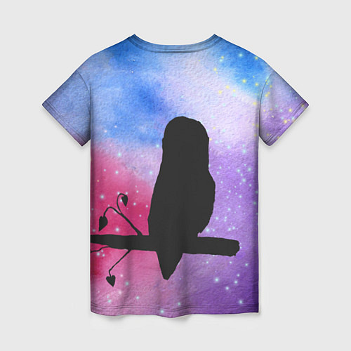 Женская футболка Сова на фоне звездного неба / 3D-принт – фото 2
