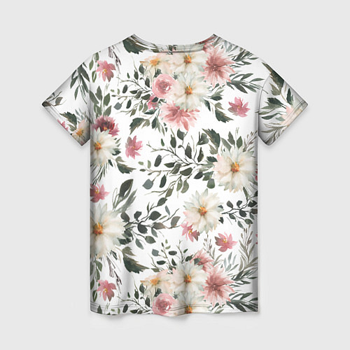 Женская футболка Цветы Акварельно-Белые / 3D-принт – фото 2