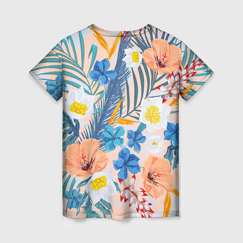 Женская футболка Цветы Яркие Тропические / 3D-принт – фото 2