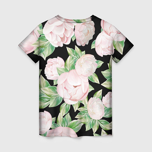 Женская футболка Цветы Нарисованные Пионы / 3D-принт – фото 2