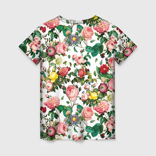 Женская футболка Узор из летних роз Summer Roses Pattern / 3D-принт – фото 2