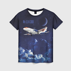 Женская футболка Пассажирский самолет Ил-114-300
