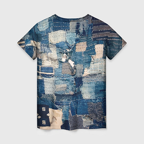 Женская футболка Patchwork Jeans Осень Зима 2023 / 3D-принт – фото 2