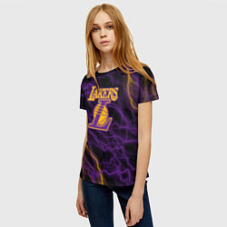 Футболка женская Лейкерс Lakers яркие молнии, цвет: 3D-принт — фото 2