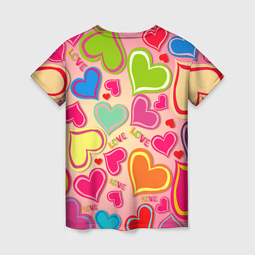Женская футболка ЛЮБОВНЫЕ СЕРДЕЧКИ LOVE HEARTS / 3D-принт – фото 2