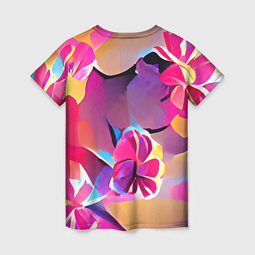 Женская футболка Тропические краски Цветы / 3D-принт – фото 2