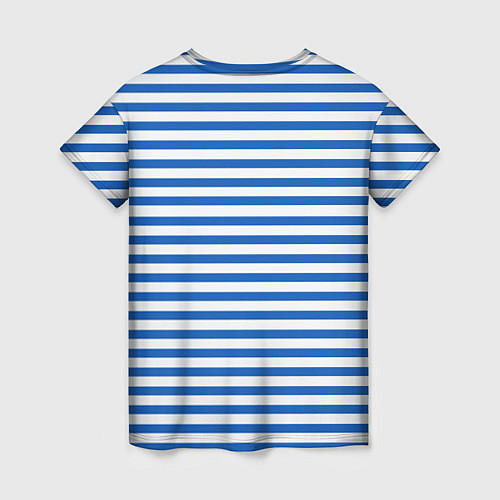 Женская футболка Морская тельняшка - бело-синие полосы и якорь / 3D-принт – фото 2