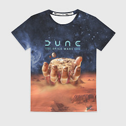 Женская футболка Dune: Spice Wars песчаные дюны и рука с базой
