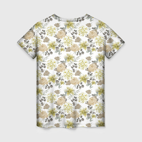 Женская футболка Цветы Георгины и Розы / 3D-принт – фото 2