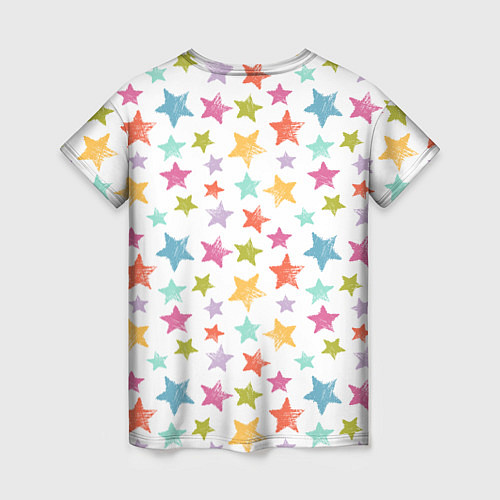 Женская футболка Яркие и разноцветные звезды / 3D-принт – фото 2