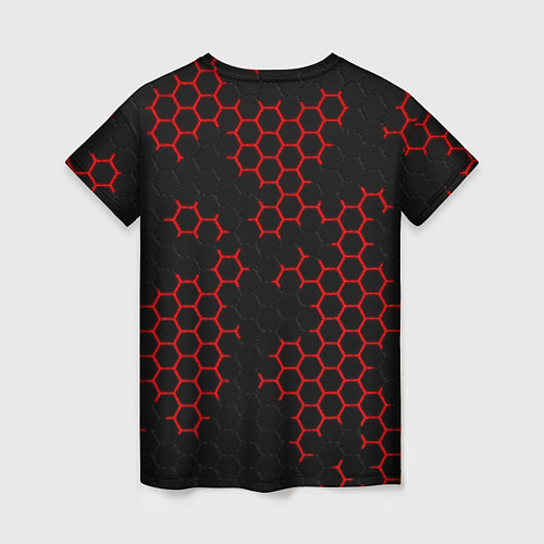Женская футболка НАНОКОСТЮМ Black and Red Hexagon Гексагоны / 3D-принт – фото 2