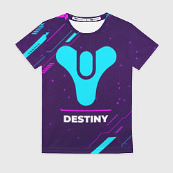 Футболка женская Символ Destiny в неоновых цветах на темном фоне, цвет: 3D-принт