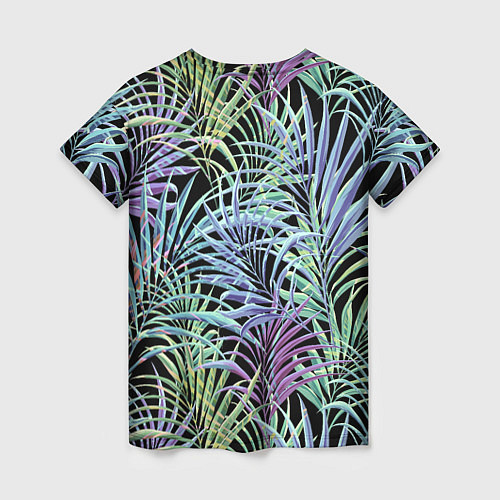 Женская футболка Разноцветные Листья Пальм В Ночных Джунглях / 3D-принт – фото 2