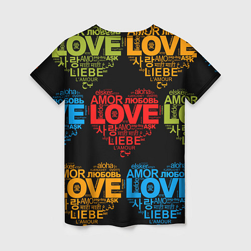 Женская футболка Love, Amor, Любовь - Неон версия / 3D-принт – фото 2