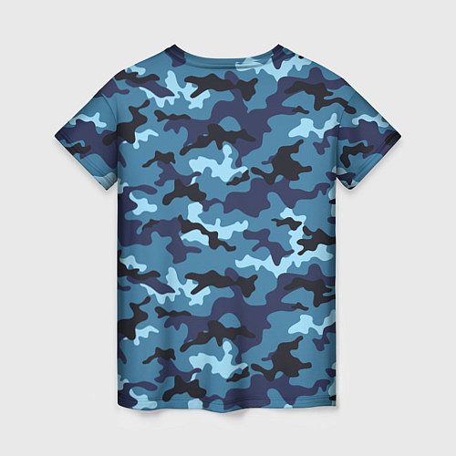 Женская футболка Камуфляж Тёмно-Синий Camouflage Dark-Blue / 3D-принт – фото 2