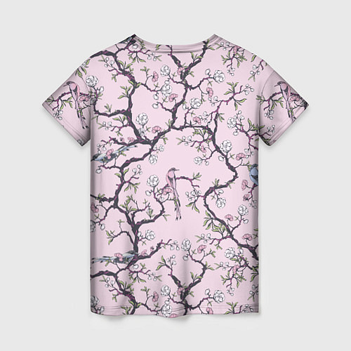 Женская футболка Цветы Сакуры и Птицы На Ветках / 3D-принт – фото 2