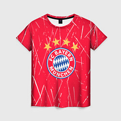 Футболка женская Bayern munchen белые царапины на красном фоне, цвет: 3D-принт