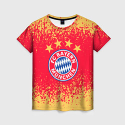 Футболка женская Bayern munchen красно желтый фон, цвет: 3D-принт
