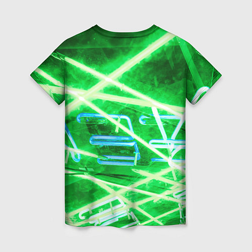 Женская футболка Неоновые лучи и буквы - Зелёный / 3D-принт – фото 2