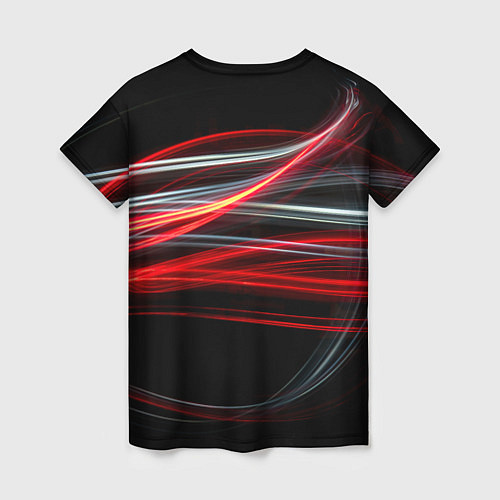 Женская футболка Волнообразные линии неона - Красный / 3D-принт – фото 2