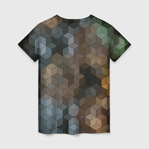 Женская футболка Геометрический 3D узор в серых и коричневых тонах / 3D-принт – фото 2