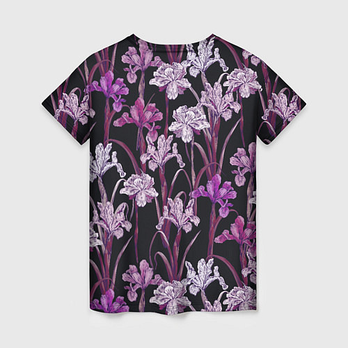 Женская футболка Цветы Фиолетовые Ирисы / 3D-принт – фото 2