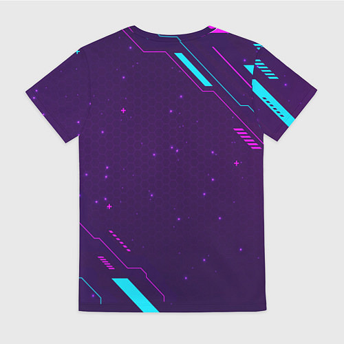 Женская футболка Символ Dead Space в неоновых цветах на темном фоне / 3D-принт – фото 2